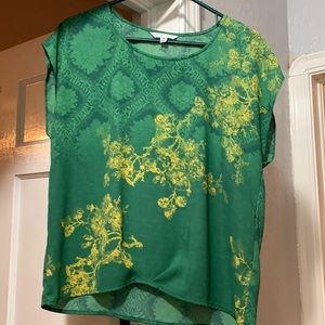 Cabi green and yellow blouse, size small